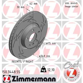 discos de freno coche - Disco de freno eje delantero, derecha (Gama BLACK Z) ZIMMERMANN 150344855