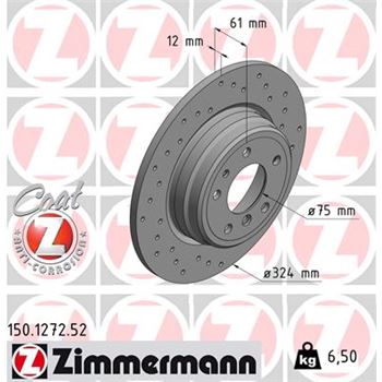 discos de freno coche - Disco de freno eje trasero (Gama SPORT COAT Z) ZIMMERMANN 150127252