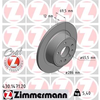 discos de freno coche - Disco de freno eje trasero (Gama COAT Z) ZIMMERMANN 430147120