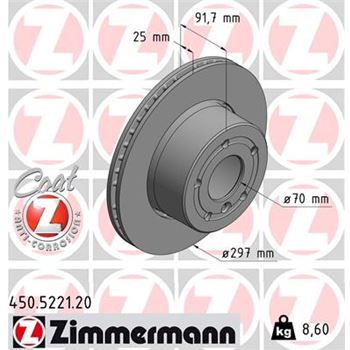 discos de freno coche - Disco de freno eje delantero (Gama COAT Z) ZIMMERMANN 450522120