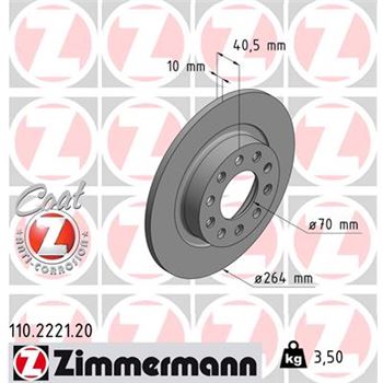 discos de freno coche - Disco de freno eje trasero (Gama COAT Z) ZIMMERMANN 110222120