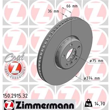 discos de freno coche - Disco de freno eje delantero, derecha (Gama FORMULA F COAT Z) ZIMMERMANN 150291532