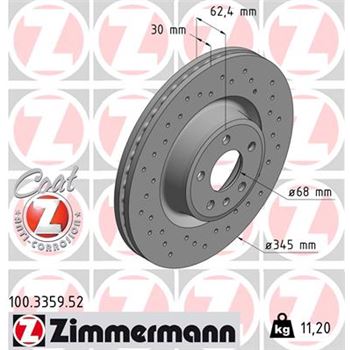 discos de freno coche - Disco de freno eje delantero (Gama SPORT COAT Z) ZIMMERMANN 100335952