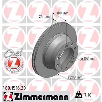 discos de freno coche - Disco de freno eje trasero (Gama COAT Z) ZIMMERMANN 460151620