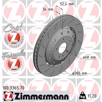 discos de freno coche - Disco de freno eje delantero (Gama FORMULA Z) ZIMMERMANN 100336570
