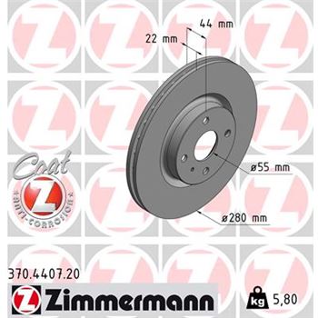discos de freno coche - Disco de freno eje delantero (Gama COAT Z) ZIMMERMANN 370440720