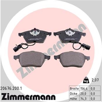pastillas de freno coche - Juego de pastillas de freno ZIMMERMANN 206762001
