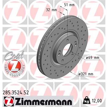 discos de freno coche - Disco de freno eje delantero (Gama SPORT COAT Z) ZIMMERMANN 285352452