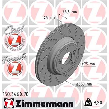 discos de freno coche - Disco de freno eje trasero, derecha (Gama FORMULA Z) ZIMMERMANN 150346070
