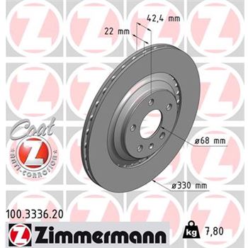 discos de freno coche - Disco de freno eje trasero (Gama COAT Z) ZIMMERMANN 100333620