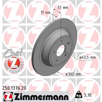 discos de freno coche - Disco de freno eje trasero (Gama COAT Z) ZIMMERMANN 250137620