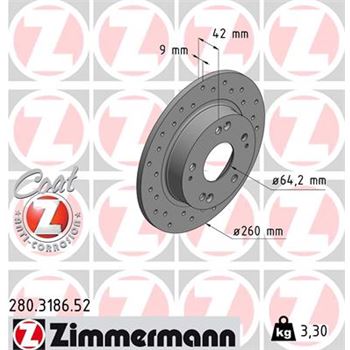 discos de freno coche - Disco de freno eje trasero (Gama SPORT COAT Z) ZIMMERMANN 280318652