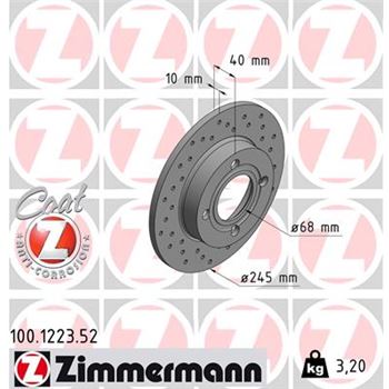 discos de freno coche - Disco de freno eje trasero (Gama SPORT COAT Z) ZIMMERMANN 100122352
