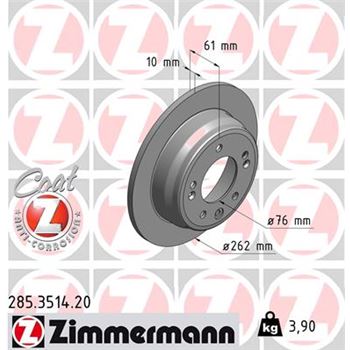 discos de freno coche - Disco de freno eje trasero (Gama COAT Z) ZIMMERMANN 285351420
