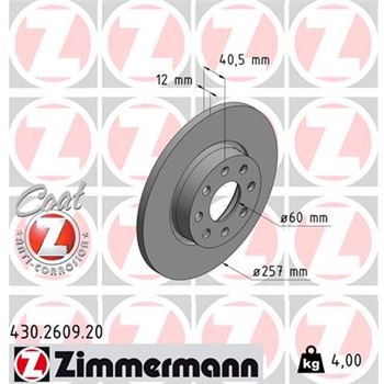 discos de freno coche - Disco de freno eje delantero (Gama COAT Z) ZIMMERMANN 430260920