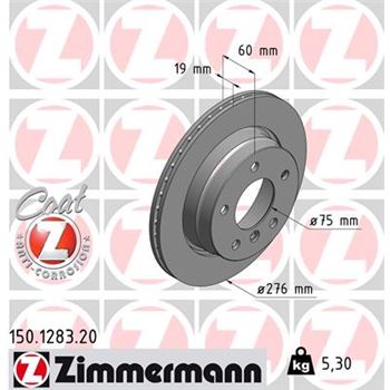 discos de freno coche - Disco de freno eje trasero (Gama COAT Z) ZIMMERMANN 150128320