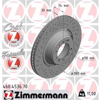 discos de freno coche - Disco de freno eje trasero (Gama FORMULA Z) ZIMMERMANN 460453670