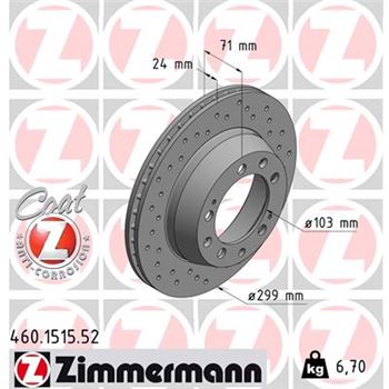 discos de freno coche - Disco de freno eje trasero (Gama SPORT COAT Z) ZIMMERMANN 460151552