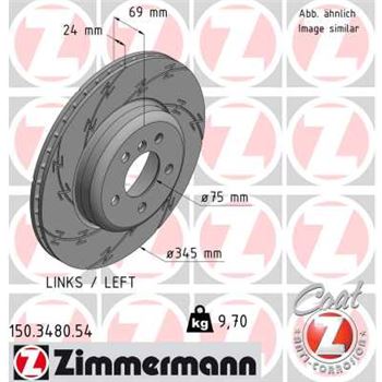 discos de freno coche - Disco de freno eje trasero, izquierda (Gama BLACK Z) ZIMMERMANN 150348054