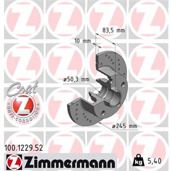 discos de freno coche - Disco de freno eje trasero (Gama SPORT COAT Z) ZIMMERMANN 100122952
