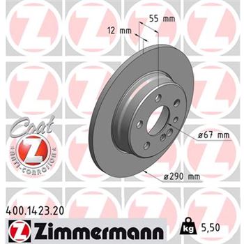 discos de freno coche - Disco de freno eje trasero (Gama COAT Z) ZIMMERMANN 400142320