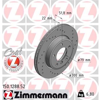 discos de freno coche - Disco de freno eje delantero (Gama SPORT COAT Z) ZIMMERMANN 150128852
