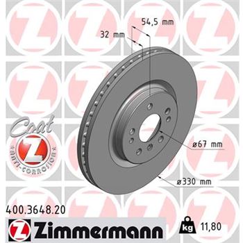 discos de freno coche - Disco de freno eje delantero (Gama COAT Z) ZIMMERMANN 400364820