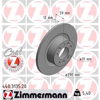 discos de freno coche - Disco de freno eje trasero (Gama COAT Z) ZIMMERMANN 440313520