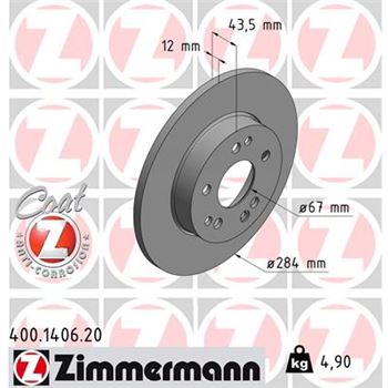 discos de freno coche - Disco de freno eje delantero (Gama COAT Z) ZIMMERMANN 400140620