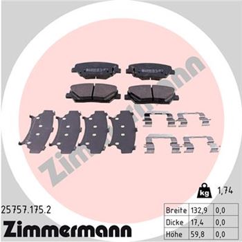 pastillas de freno coche - Juego de pastillas de freno ZIMMERMANN 257571752