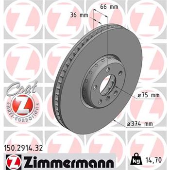 discos de freno coche - Disco de freno eje delantero, izquierda (Gama FORMULA F COAT Z) ZIMMERMANN 150291432