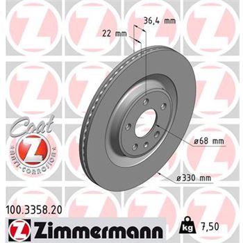 discos de freno coche - Disco de freno eje trasero (Gama COAT Z) ZIMMERMANN 100335820