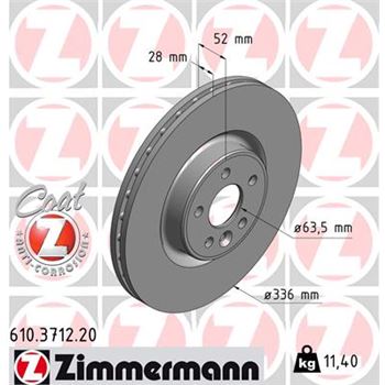 discos de freno coche - Disco de freno eje delantero (Gama COAT Z) ZIMMERMANN 610371220