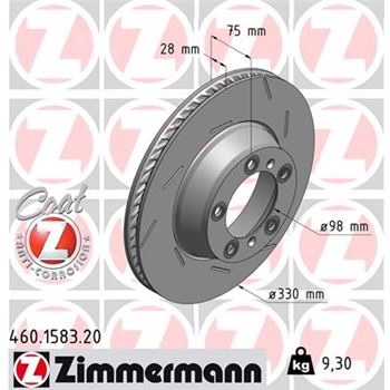 discos de freno coche - Disco de freno eje trasero, derecha (Gama COAT Z) ZIMMERMANN 460158320