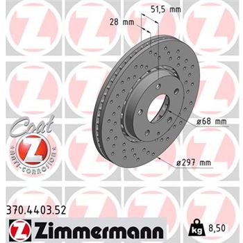 discos de freno coche - Disco de freno eje delantero (Gama SPORT COAT Z) ZIMMERMANN 370440352