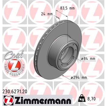 discos de freno coche - Disco de freno eje trasero (Gama COAT Z) ZIMMERMANN 230627120