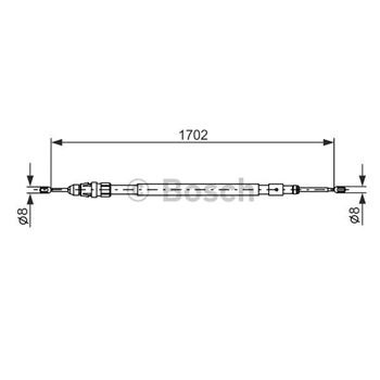 palancas cables frenado - Cable de accionamiento, freno de estacionamiento BOSCH 1987477239