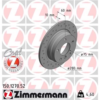 discos de freno coche - Disco de freno eje trasero (Gama SPORT COAT Z) ZIMMERMANN 150127052