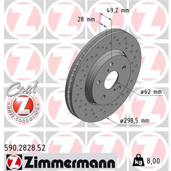 discos de freno coche - Disco de freno eje delantero (Gama SPORT COAT Z) ZIMMERMANN 590282852