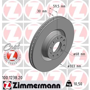discos de freno coche - Disco de freno eje delantero (Gama COAT Z) ZIMMERMANN 100123820
