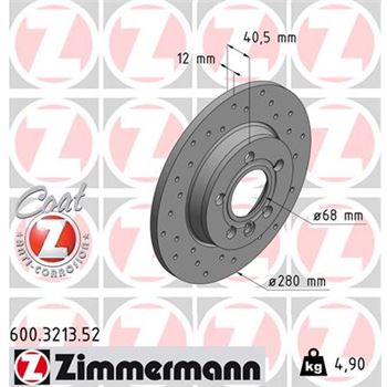 discos de freno coche - Disco de freno eje trasero (Gama SPORT COAT Z) ZIMMERMANN 600321352