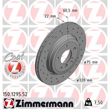 discos de freno coche - Disco de freno eje trasero (Gama SPORT COAT Z) ZIMMERMANN 150129552