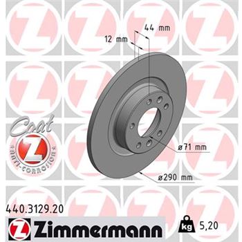 discos de freno coche - Disco de freno eje trasero (Gama COAT Z) ZIMMERMANN 440312920