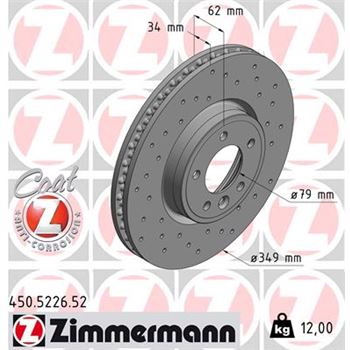 discos de freno coche - Disco de freno eje delantero (Gama SPORT COAT Z) ZIMMERMANN 450522652