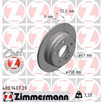 discos de freno coche - Disco de freno eje trasero (Gama COAT Z) ZIMMERMANN 400140720