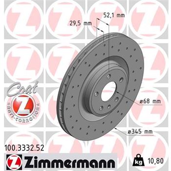 discos de freno coche - Disco de freno eje delantero (Gama SPORT COAT Z) ZIMMERMANN 100333252