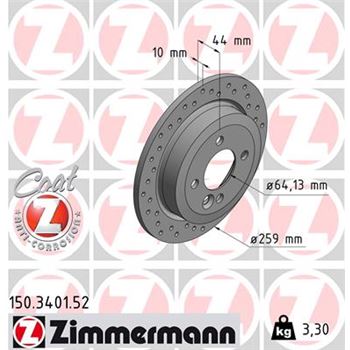 discos de freno coche - Disco de freno eje trasero (Gama SPORT COAT Z) ZIMMERMANN 150340152