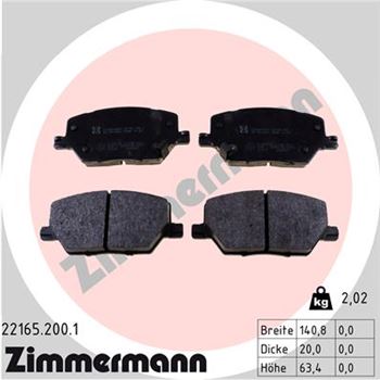 pastillas de freno coche - Juego de pastillas de freno ZIMMERMANN 221652001
