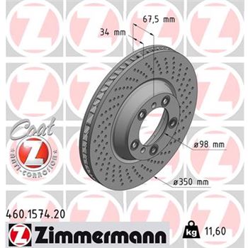 discos de freno coche - Disco de freno eje delantero, derecha (Gama COAT Z) ZIMMERMANN 460157420