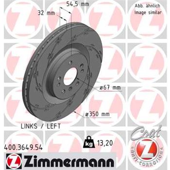 discos de freno coche - Disco de freno eje delantero, izquierda (Gama BLACK Z) ZIMMERMANN 400364954